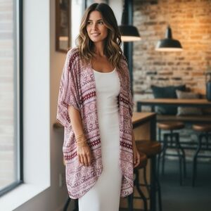 CY Fashion  Multicolor Mandala print Oversized Flowy fit Kimono